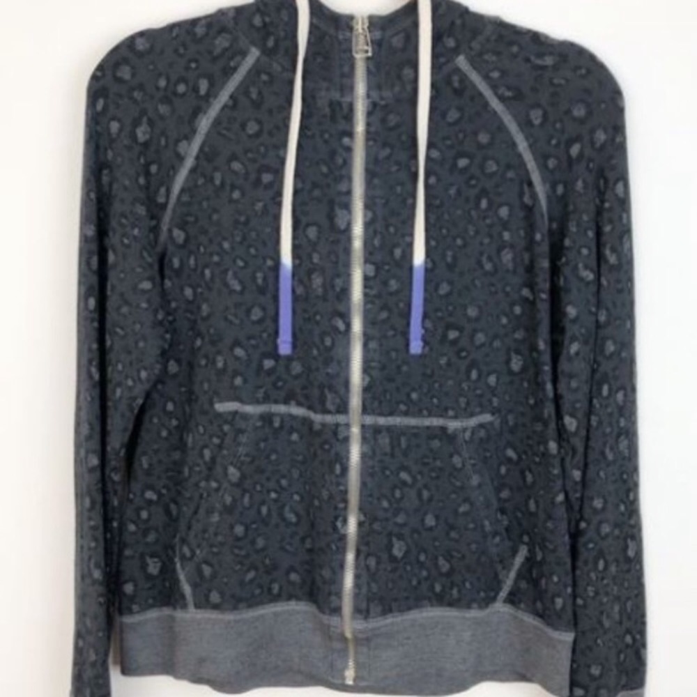 Sundry Equinox Grey Leopard Zip Hoodie